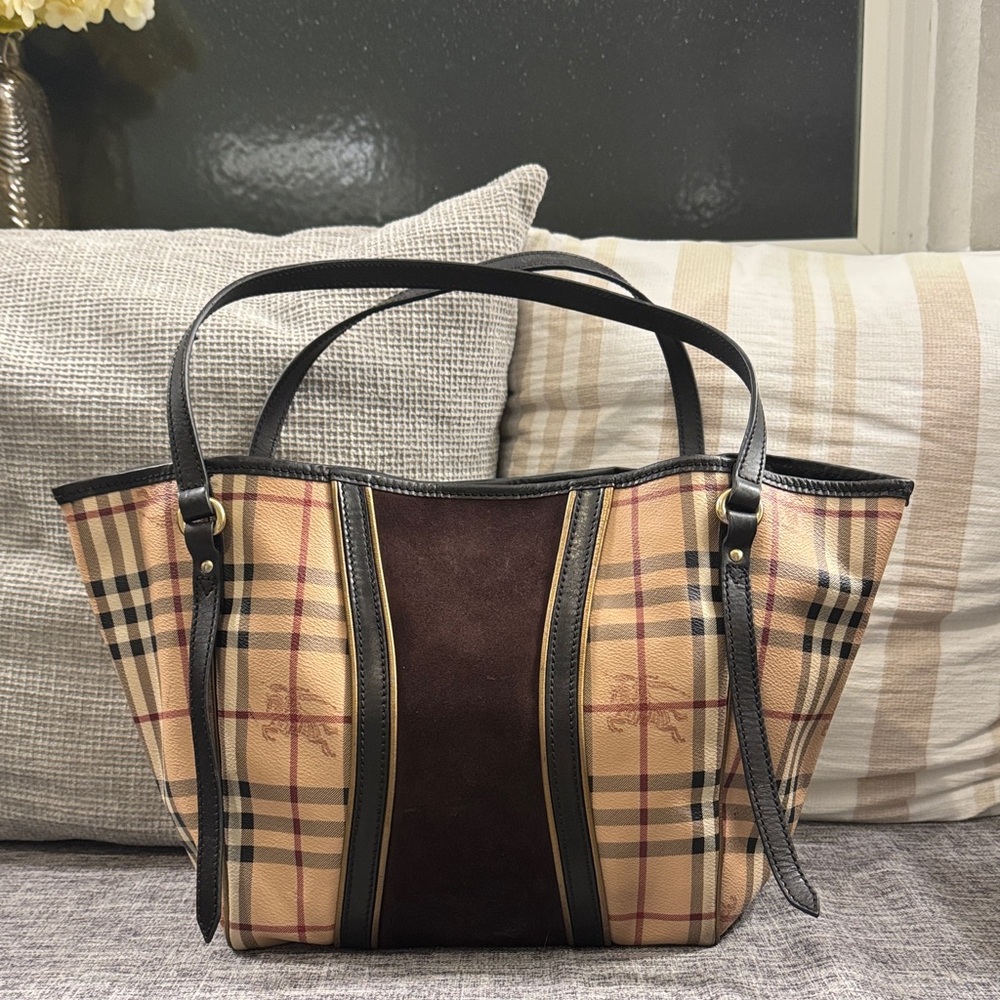 Burberry Plaid Tan and Brown Women's Bag